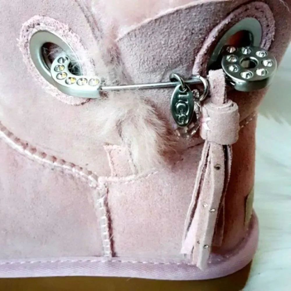 UGG Pink Leather Women's size 6M Short Winter Boot